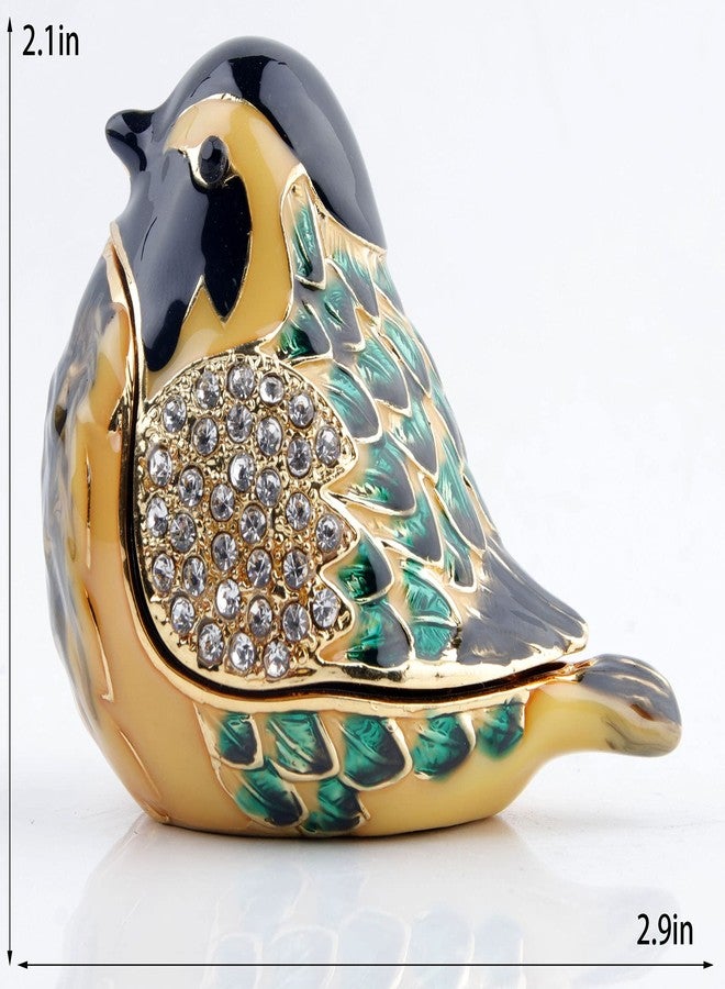 SEVENBEES Hand Painted Robin Bird Trinket Box Hinged Jewelry Box with Crystals, Rings Earrings Necklace Storage, Home Decor Crafts, Unique Animal Figurine Collectible Gift - Image 2